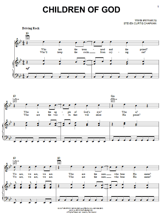 Steven Curtis Chapman Children Of God Sheet Music Notes & Chords for Piano, Vocal & Guitar (Right-Hand Melody) - Download or Print PDF