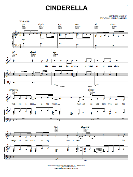 Steven Curtis Chapman Cinderella Sheet Music Notes & Chords for Piano, Vocal & Guitar (Right-Hand Melody) - Download or Print PDF