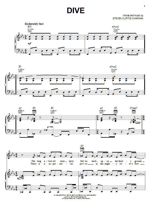 Steven Curtis Chapman Dive Sheet Music Notes & Chords for Lyrics & Chords - Download or Print PDF