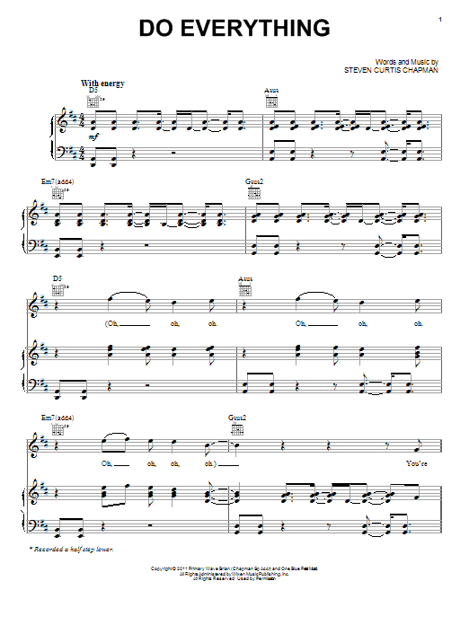 Steven Curtis Chapman Do Everything Sheet Music Notes & Chords for Piano, Vocal & Guitar (Right-Hand Melody) - Download or Print PDF