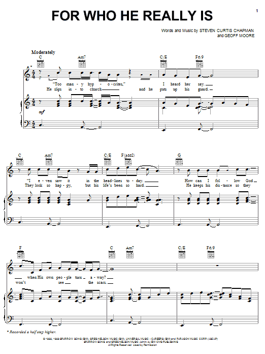 Steven Curtis Chapman For Who He Really Is Sheet Music Notes & Chords for Piano, Vocal & Guitar (Right-Hand Melody) - Download or Print PDF