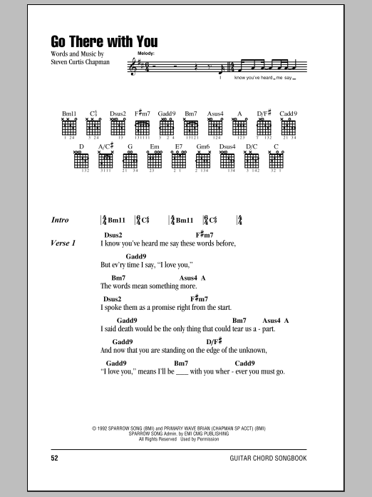 Steven Curtis Chapman Go There With You Sheet Music Notes & Chords for Lyrics & Chords - Download or Print PDF