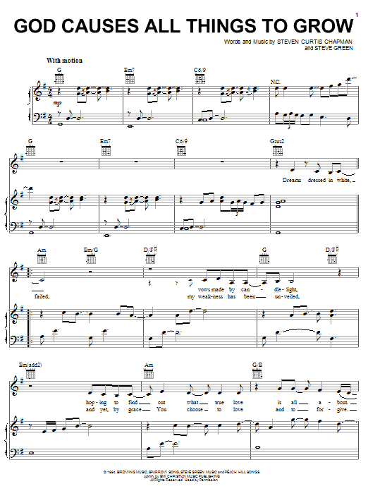 Steven Curtis Chapman God Causes All Things To Grow Sheet Music Notes & Chords for Piano - Download or Print PDF