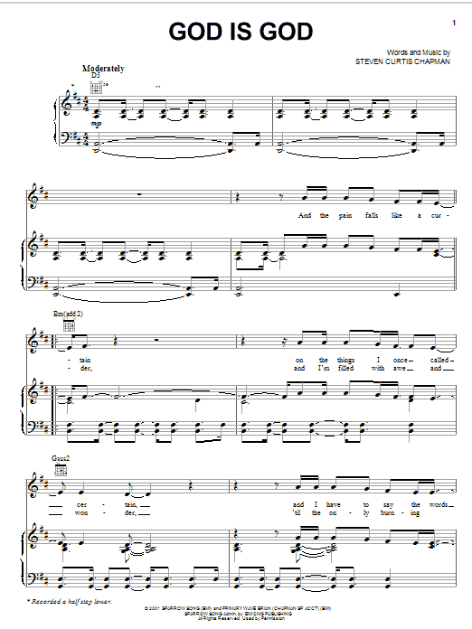 Steven Curtis Chapman God Is God Sheet Music Notes & Chords for Lyrics & Chords - Download or Print PDF