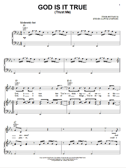 Steven Curtis Chapman God Is It True (Trust Me) Sheet Music Notes & Chords for Piano, Vocal & Guitar (Right-Hand Melody) - Download or Print PDF