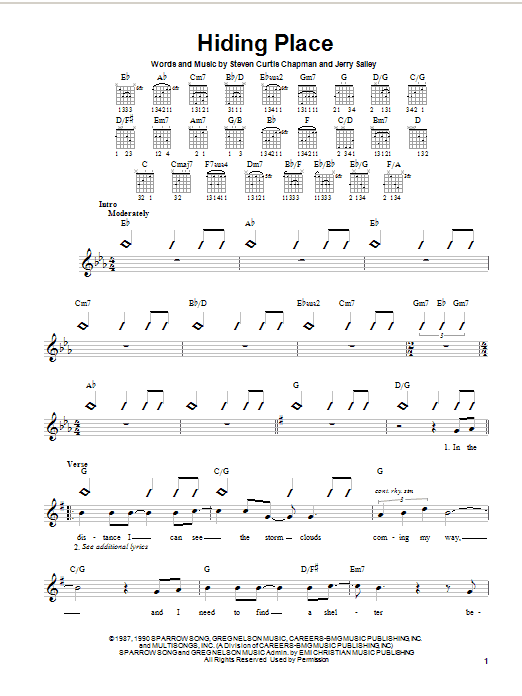 Steven Curtis Chapman Hiding Place Sheet Music Notes & Chords for Guitar with strumming patterns - Download or Print PDF