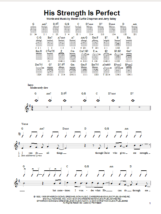 Steven Curtis Chapman His Strength Is Perfect Sheet Music Notes & Chords for Melody Line, Lyrics & Chords - Download or Print PDF
