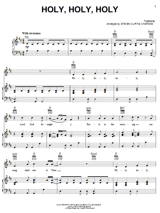 Steven Curtis Chapman Holy, Holy, Holy Sheet Music Notes & Chords for Piano, Vocal & Guitar (Right-Hand Melody) - Download or Print PDF