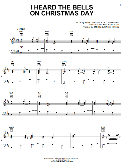 Steven Curtis Chapman I Heard The Bells On Christmas Day Sheet Music Notes & Chords for Piano, Vocal & Guitar (Right-Hand Melody) - Download or Print PDF