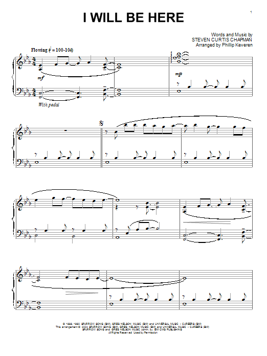 Steven Curtis Chapman I Will Be Here (arr. Phillip Keveren) Sheet Music Notes & Chords for Piano - Download or Print PDF