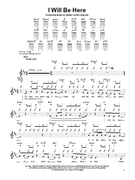 Steven Curtis Chapman I Will Be Here Sheet Music Notes & Chords for Guitar Tab - Download or Print PDF