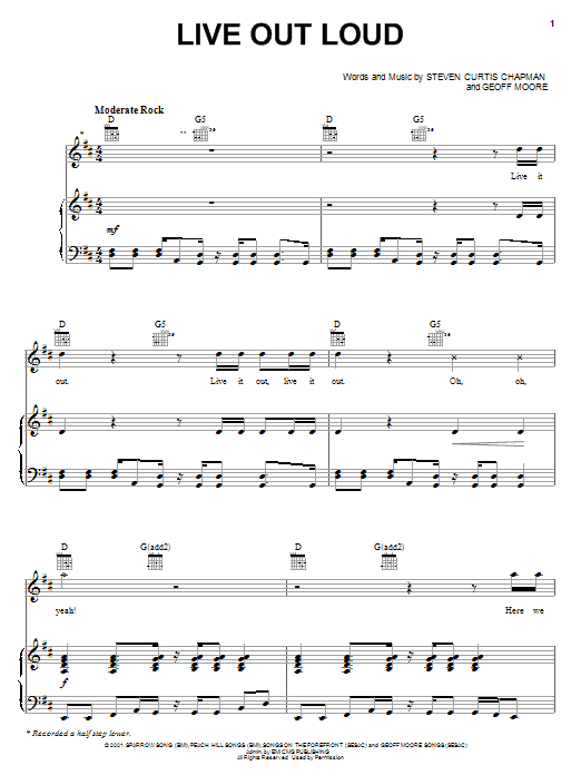 Steven Curtis Chapman Live Out Loud Sheet Music Notes & Chords for Easy Guitar Tab - Download or Print PDF