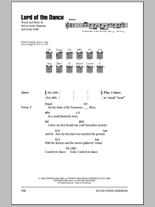 Steven Curtis Chapman Lord Of The Dance Sheet Music Notes & Chords for Piano, Vocal & Guitar Chords (Right-Hand Melody) - Download or Print PDF