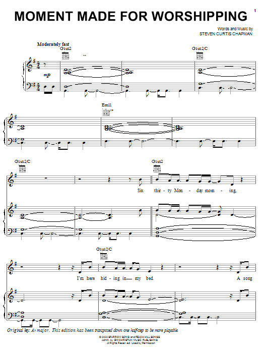 Steven Curtis Chapman Moment Made For Worshipping Sheet Music Notes & Chords for Piano, Vocal & Guitar (Right-Hand Melody) - Download or Print PDF