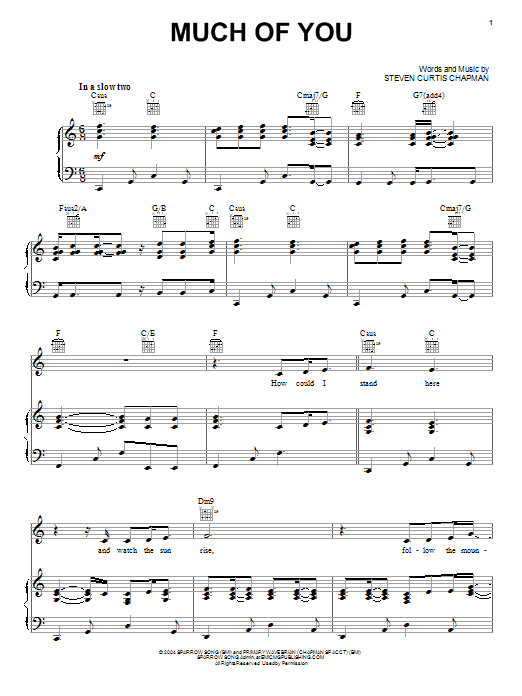 Steven Curtis Chapman Much Of You Sheet Music Notes & Chords for Easy Guitar Tab - Download or Print PDF