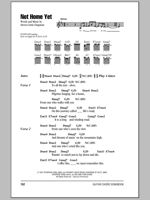 Steven Curtis Chapman Not Home Yet Sheet Music Notes & Chords for Lyrics & Chords - Download or Print PDF