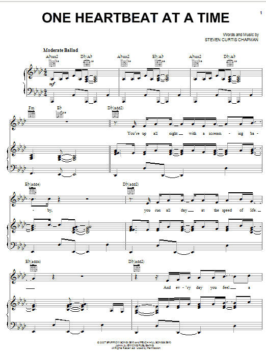 Steven Curtis Chapman One Heartbeat Sheet Music Notes & Chords for Piano, Vocal & Guitar (Right-Hand Melody) - Download or Print PDF