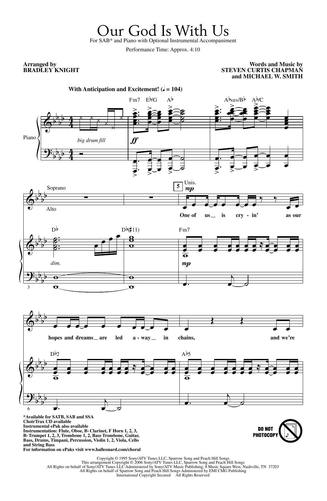 Steven Curtis Chapman Our God Is With Us (arr. Bradley Knight) Sheet Music Notes & Chords for SSA Choir - Download or Print PDF