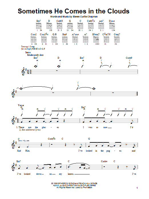 Steven Curtis Chapman Sometimes He Comes In The Clouds Sheet Music Notes & Chords for Easy Guitar - Download or Print PDF
