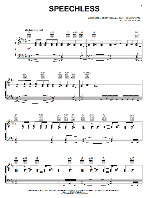 Steven Curtis Chapman Speechless Sheet Music Notes & Chords for Easy Guitar Tab - Download or Print PDF