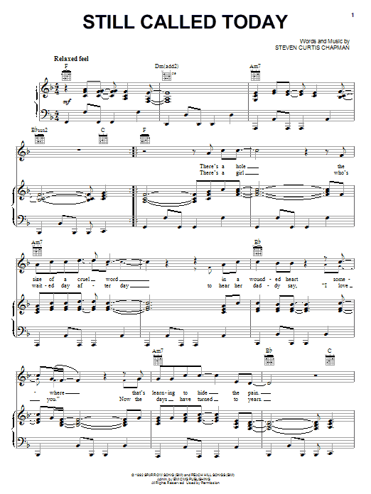 Steven Curtis Chapman Still Called Today Sheet Music Notes & Chords for Melody Line, Lyrics & Chords - Download or Print PDF