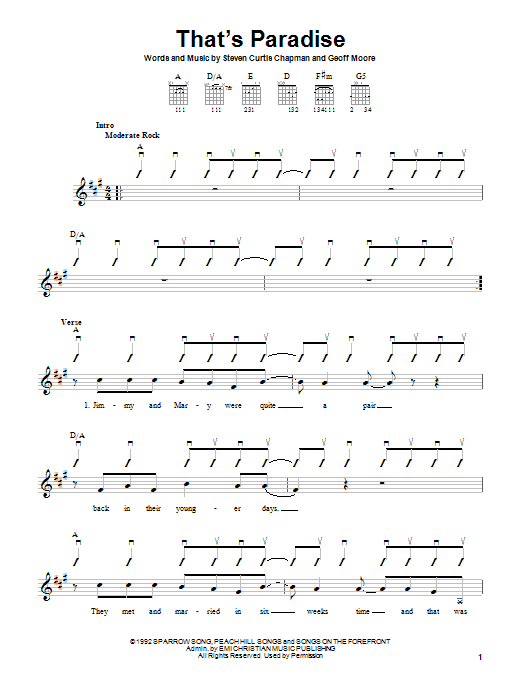 Steven Curtis Chapman That's Paradise Sheet Music Notes & Chords for Easy Guitar - Download or Print PDF