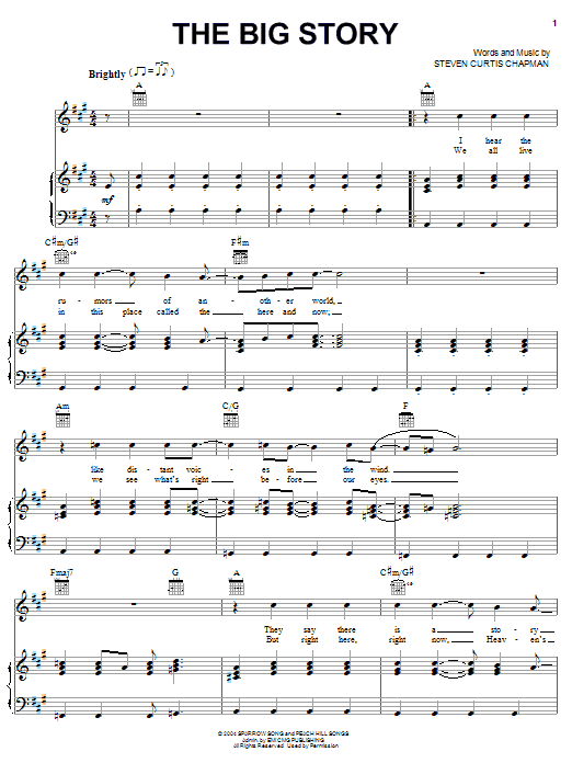 Steven Curtis Chapman The Big Story Sheet Music Notes & Chords for Piano, Vocal & Guitar (Right-Hand Melody) - Download or Print PDF Steven Curtis Chapman The Big Story Sheet Music Notes & Chords for Piano, Vocal & Guitar (Right-Hand Melody) - Download or Print PDF