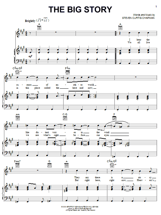 Steven Curtis Chapman The Big Story Sheet Music Notes & Chords for Piano, Vocal & Guitar (Right-Hand Melody) - Download or Print PDF