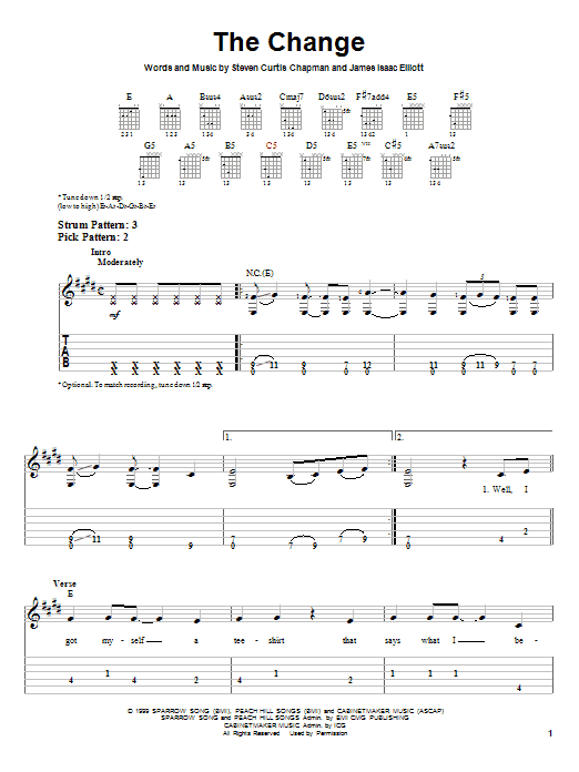 Steven Curtis Chapman The Change Sheet Music Notes & Chords for Lyrics & Chords - Download or Print PDF