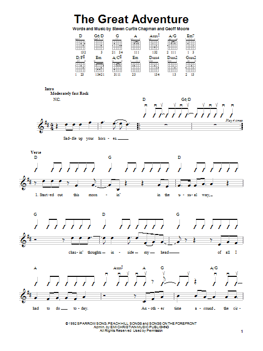 Steven Curtis Chapman The Great Adventure Sheet Music Notes & Chords for Easy Guitar - Download or Print PDF