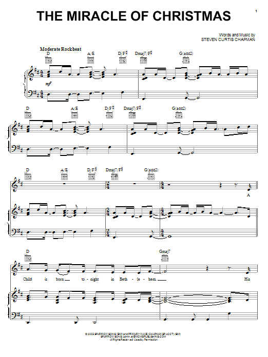 Steven Curtis Chapman The Miracle Of Christmas Sheet Music Notes & Chords for Easy Piano - Download or Print PDF