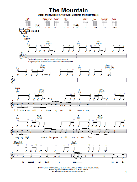 Steven Curtis Chapman The Mountain Sheet Music Notes & Chords for Easy Guitar - Download or Print PDF
