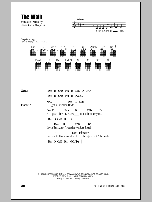 Steven Curtis Chapman The Walk Sheet Music Notes & Chords for Lyrics & Chords - Download or Print PDF