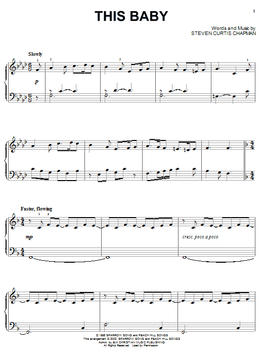 Steven Curtis Chapman This Baby Sheet Music Notes & Chords for Piano - Download or Print PDF