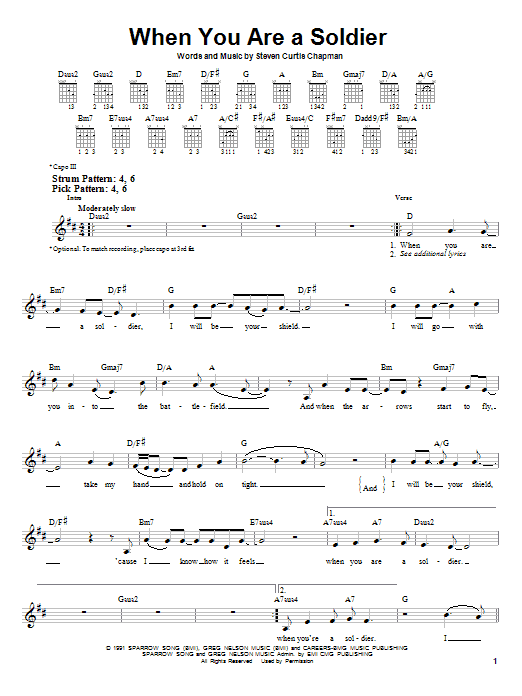 Steven Curtis Chapman When You Are A Soldier Sheet Music Notes & Chords for Easy Guitar - Download or Print PDF