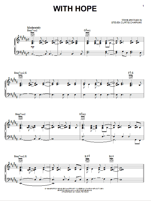 Steven Curtis Chapman With Hope Sheet Music Notes & Chords for Lyrics & Chords - Download or Print PDF