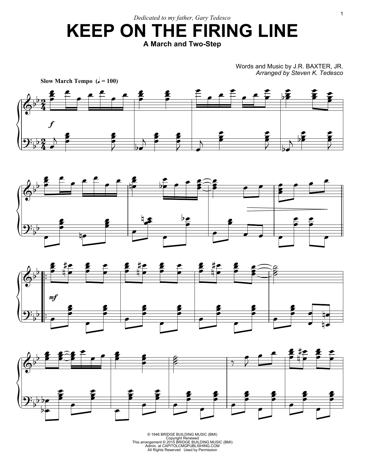 Steven K. Tedesco Keep On The Firing Line Sheet Music Notes & Chords for Piano Solo - Download or Print PDF
