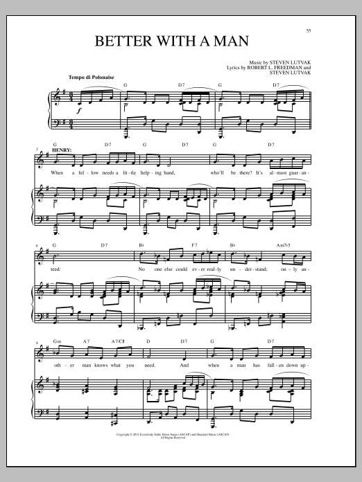 Steven Lutvak Better With A Man Sheet Music Notes & Chords for Piano & Vocal - Download or Print PDF