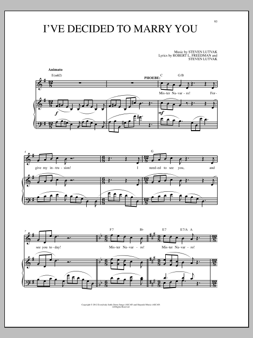 Steven Lutvak I've Decided To Marry You Sheet Music Notes & Chords for Piano & Vocal - Download or Print PDF
