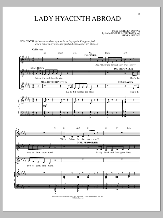 Steven Lutvak Lady Hyacinth Abroad Sheet Music Notes & Chords for Piano & Vocal - Download or Print PDF