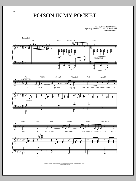 Steven Lutvak Poison In My Pocket Sheet Music Notes & Chords for Piano & Vocal - Download or Print PDF