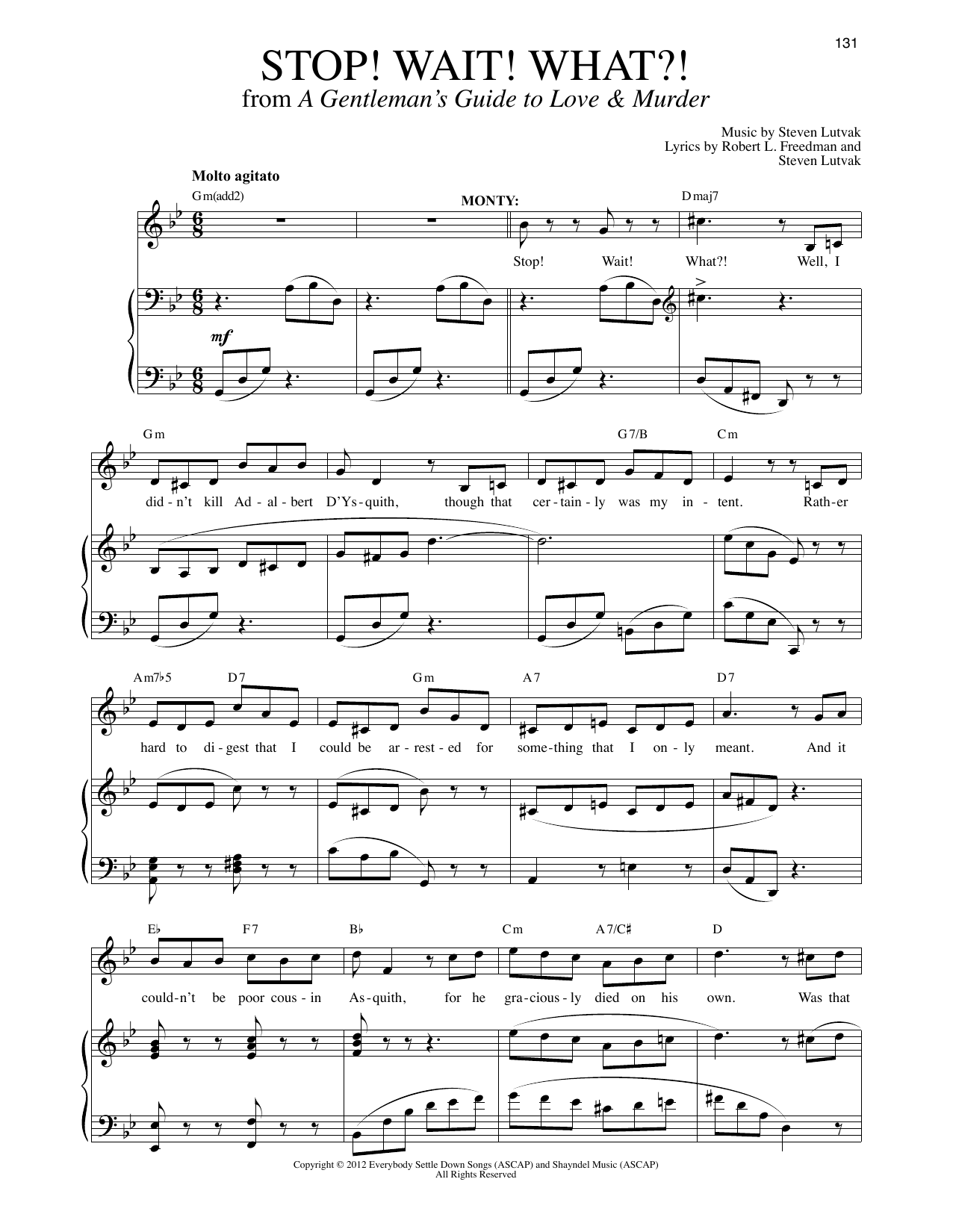 Steven Lutvak Stop! Wait! What?! Sheet Music Notes & Chords for Piano & Vocal - Download or Print PDF