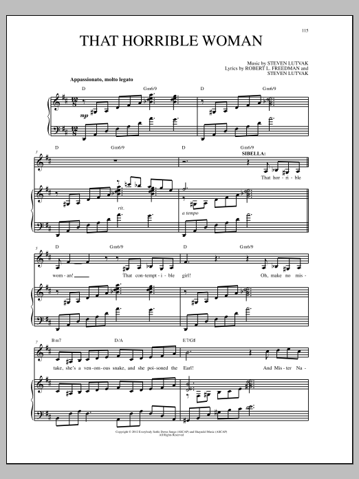 Steven Lutvak That Horrible Woman Sheet Music Notes & Chords for Piano & Vocal - Download or Print PDF
