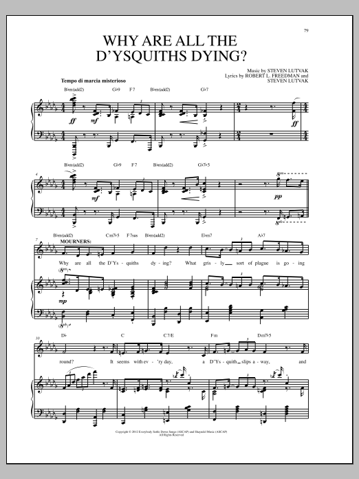 Steven Lutvak Why Are All The D'Ysquiths Dying? Sheet Music Notes & Chords for Piano & Vocal - Download or Print PDF