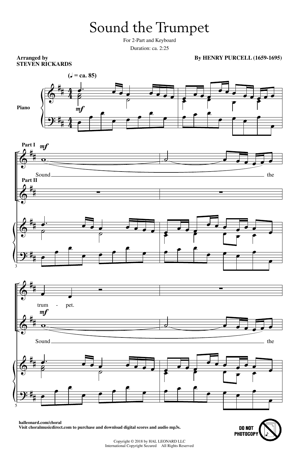 Steven Rickards Sound The Trumpet Sheet Music Notes & Chords for 2-Part Choir - Download or Print PDF