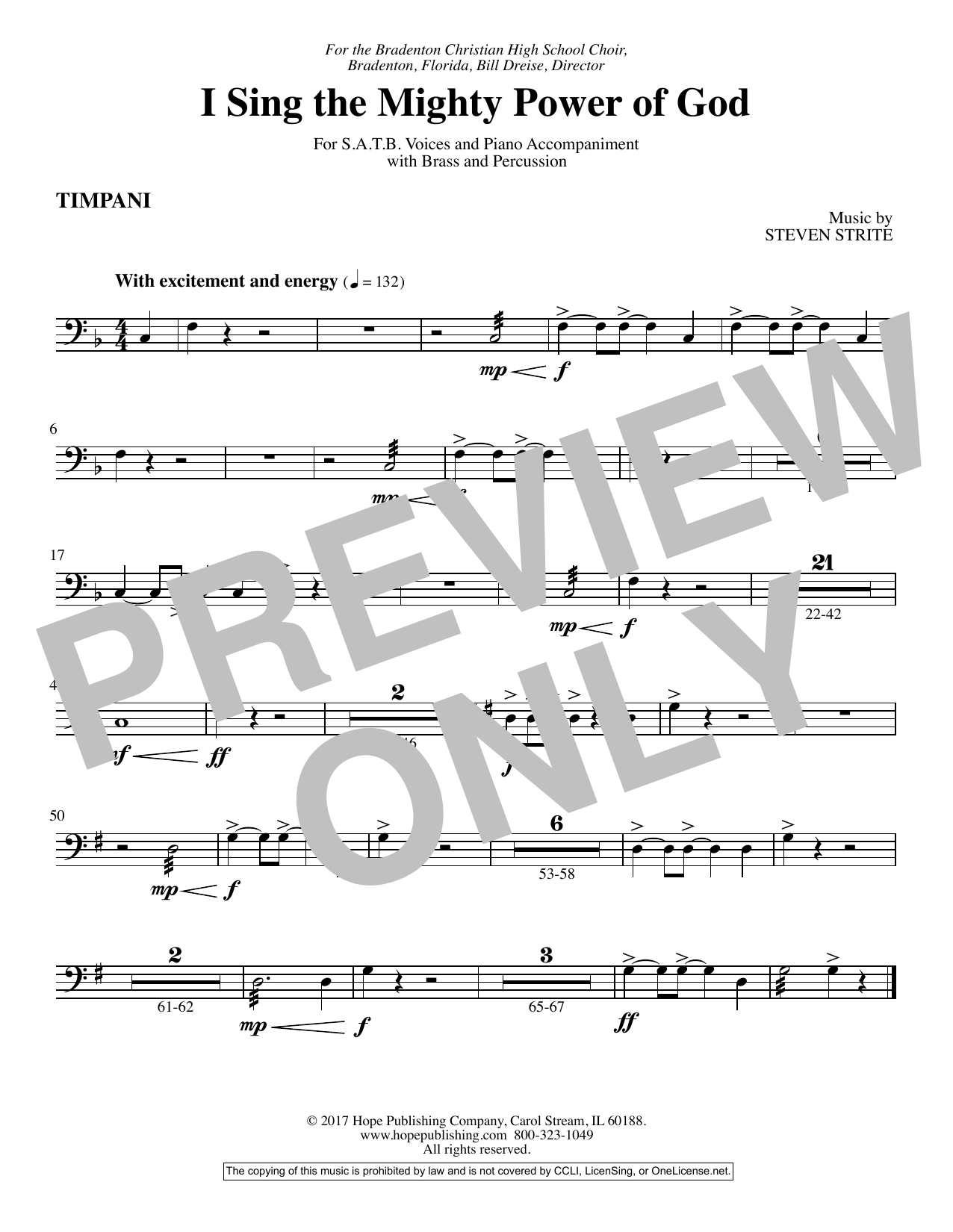 Steven Strite I Sing the Mighty Power of God - Timpani Sheet Music Notes & Chords for Choir Instrumental Pak - Download or Print PDF