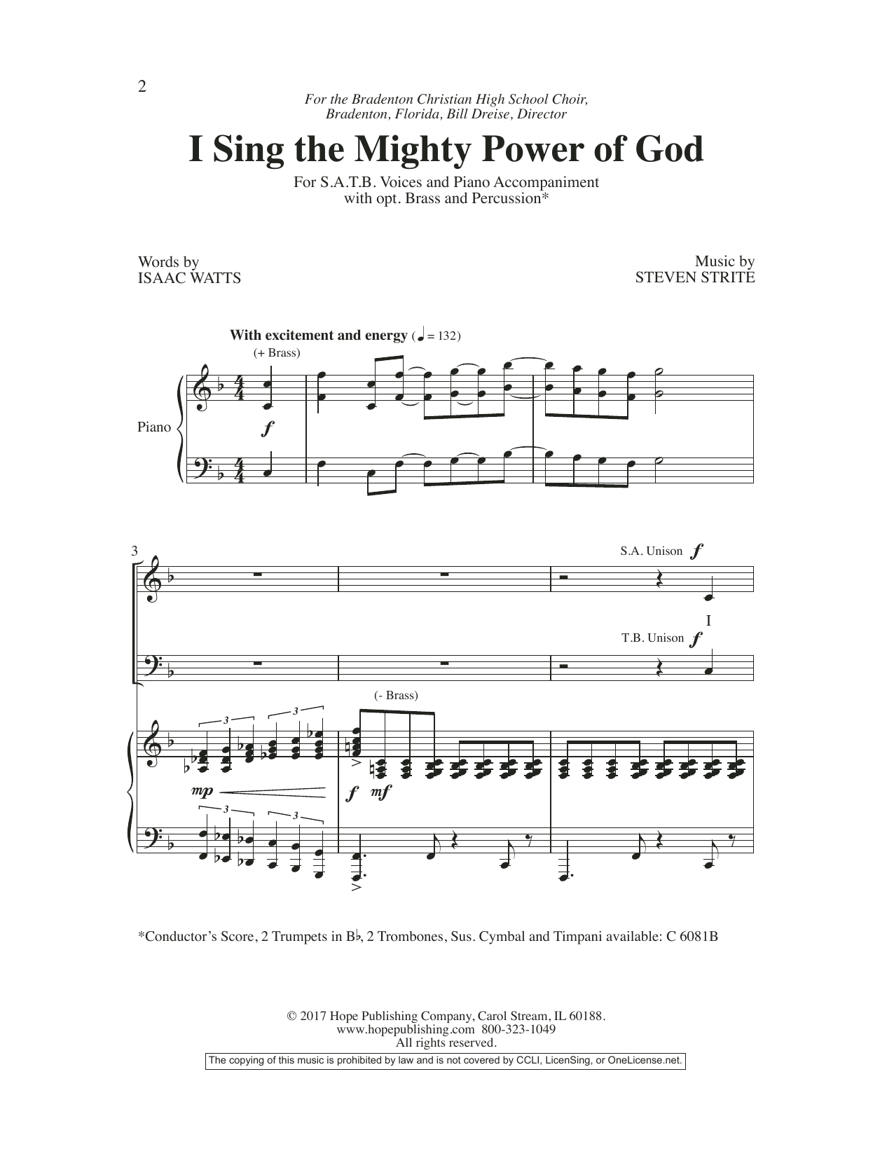 Steven Strite I Sing the Mighty Power of God Sheet Music Notes & Chords for Choir - Download or Print PDF