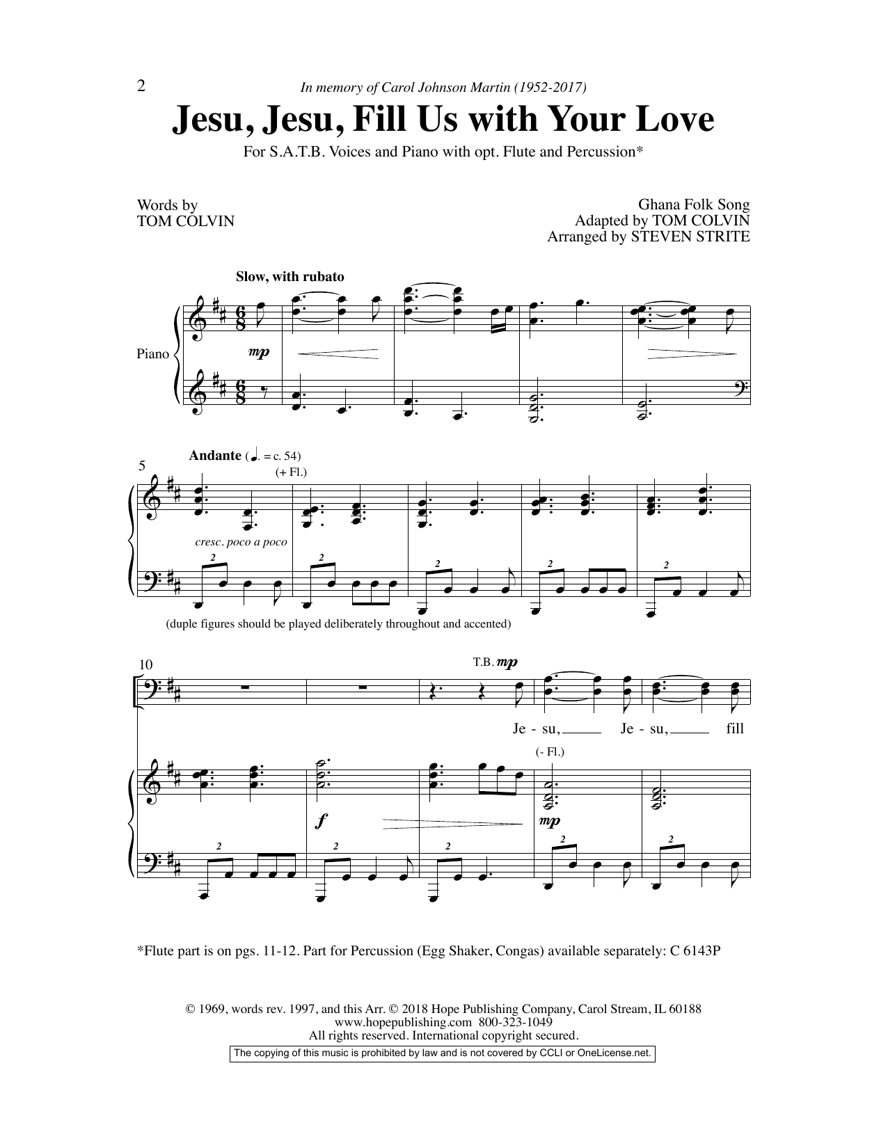 Steven Strite Jesu, Jesu, Fill Us with Your Love Sheet Music Notes & Chords for Choral - Download or Print PDF