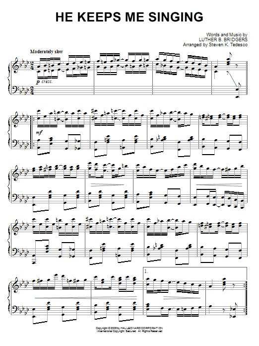 Steven Tedesco He Keeps Me Singing Sheet Music Notes & Chords for Piano - Download or Print PDF
