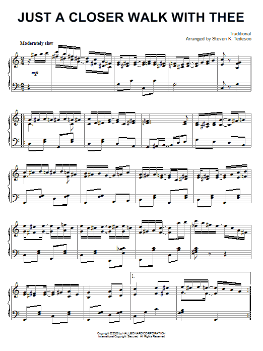 Steven Tedesco Just A Closer Walk With Thee Sheet Music Notes & Chords for Piano - Download or Print PDF